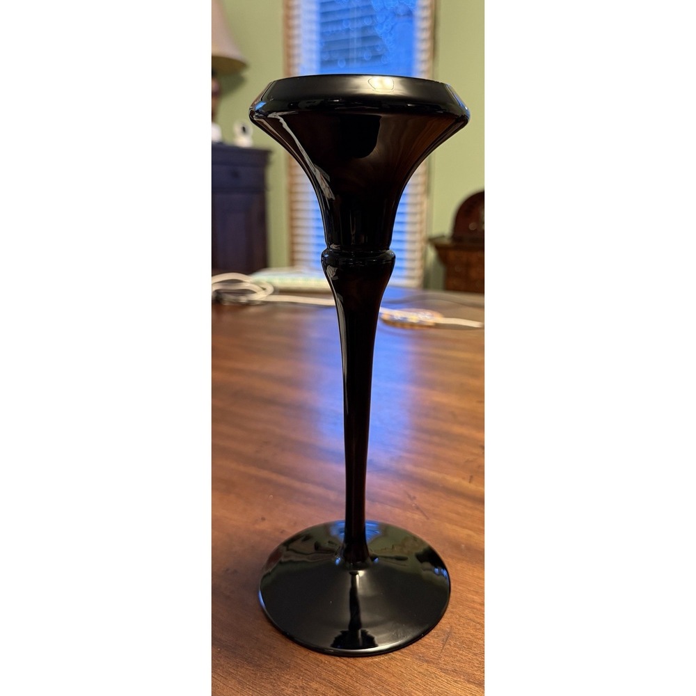Vintage Oneida black amethyst candlestick 9.5" tall (1)